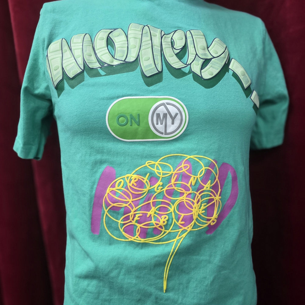 Graphic Teal T-Shirt with Colorful Design
